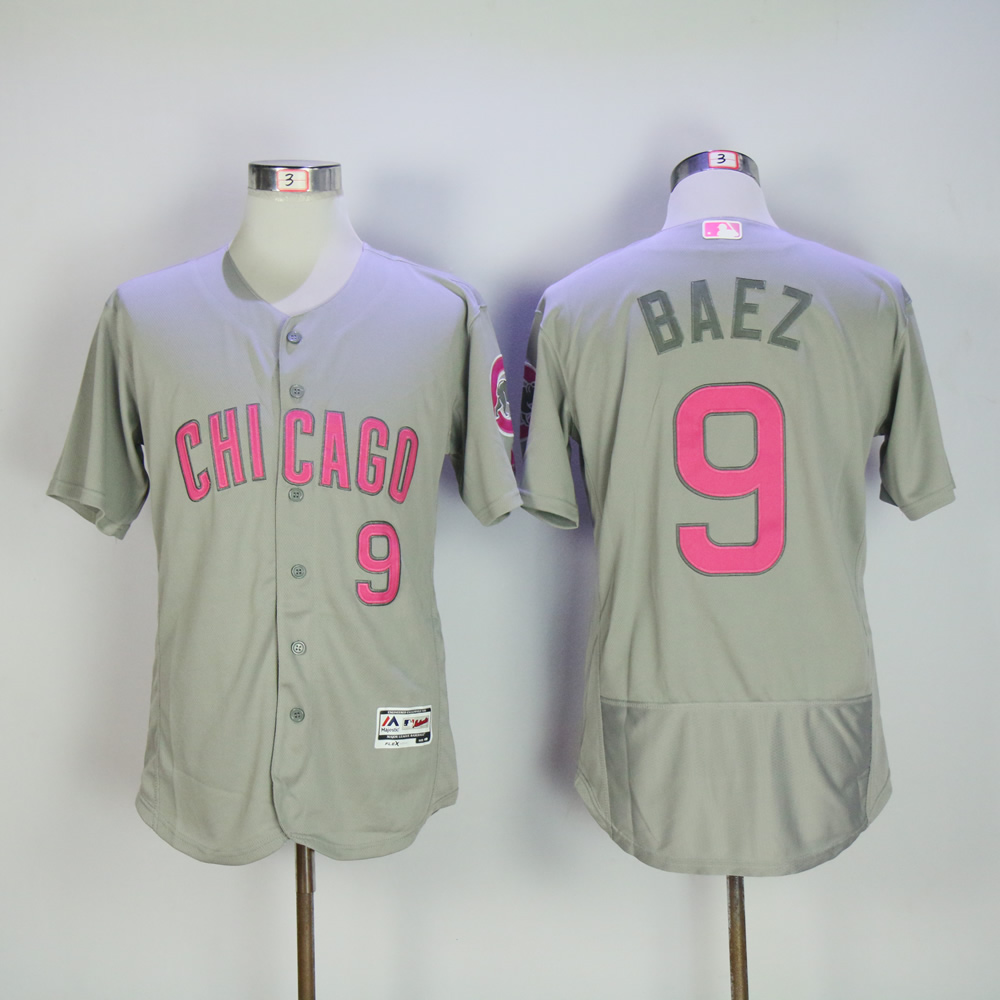 Men Chicago Cubs #9 Baez Grey Mothers Edition MLB Jerseys->chicago cubs->MLB Jersey